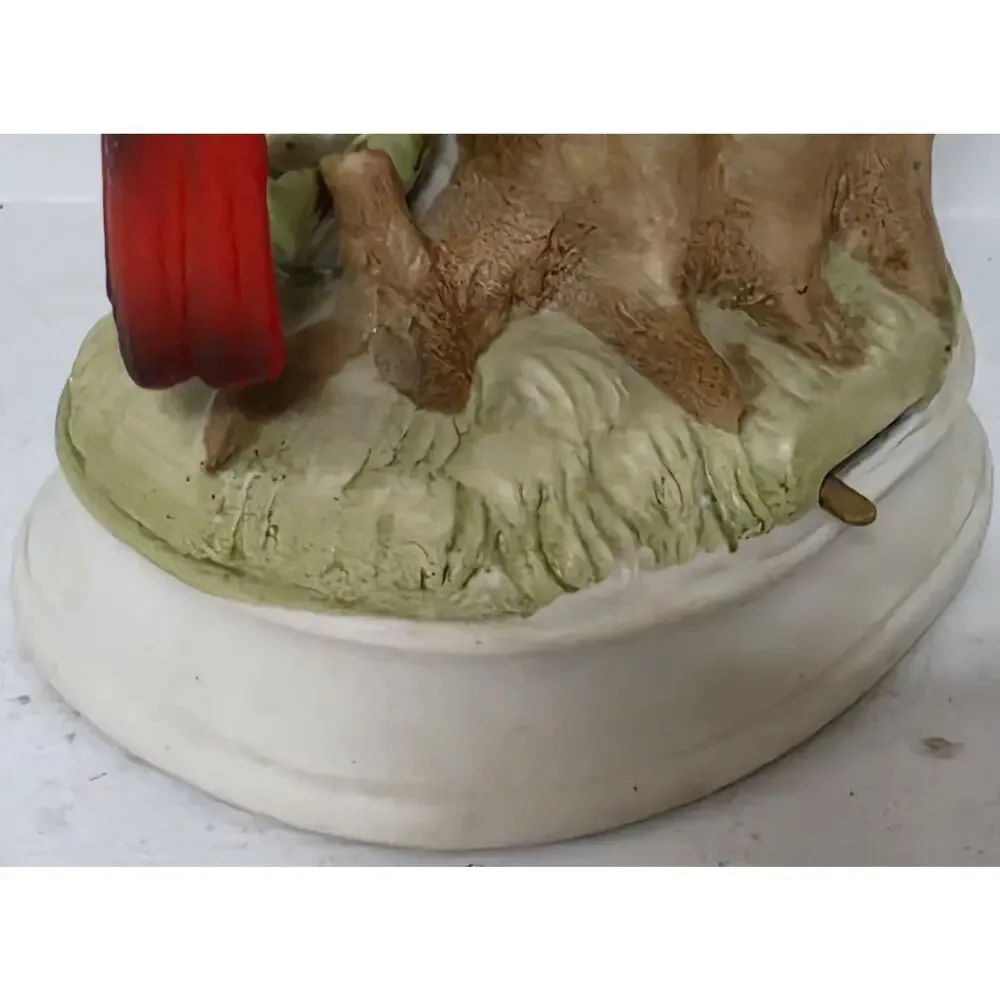 Vintage Gorham Japan Cardinal Feeding Baby Porcelain Music Box Beautiful Works